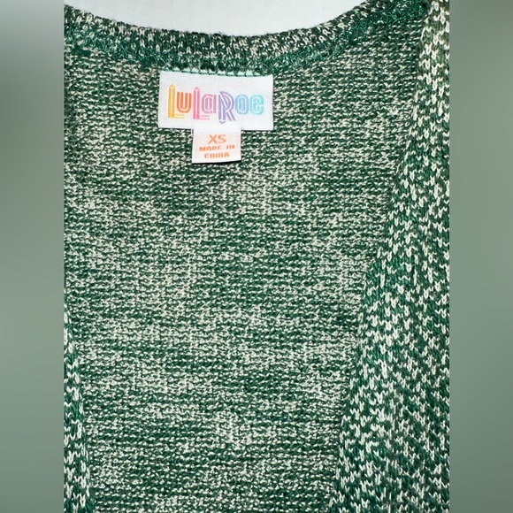 LulaRoe Longline Vest Joy Green W/ White Cover Up Lightweight XS NWT - Picture 6 of 10